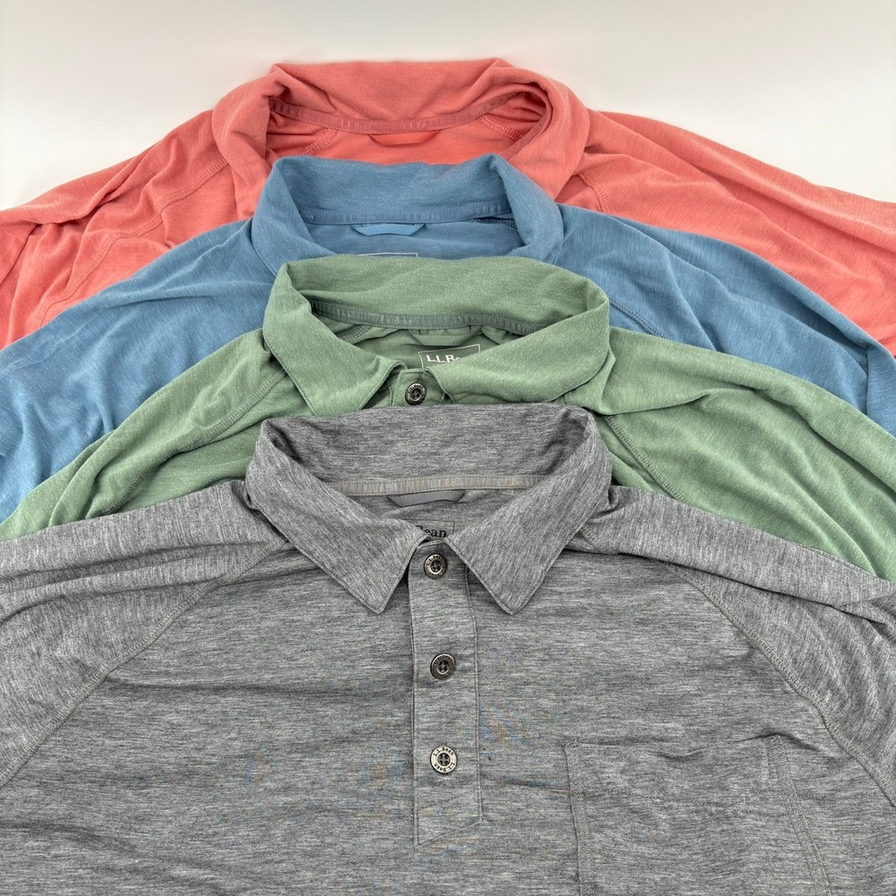 Lot of 4 LL Bean Mens XL Tall Polo Shirts Slightly Fitted Lyocell Blend 514258